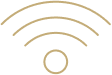 Wi-Fi signal icon with three curved lines above a small dot, representing wireless internet connectivity.