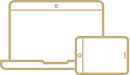 A computer monitor and a smaller screen, possibly a tablet or phone, are displayed on a light-colored desk or surface.