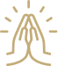 Icon of a person sitting cross-legged with hands raised, symbolizing spiritual or religious services.